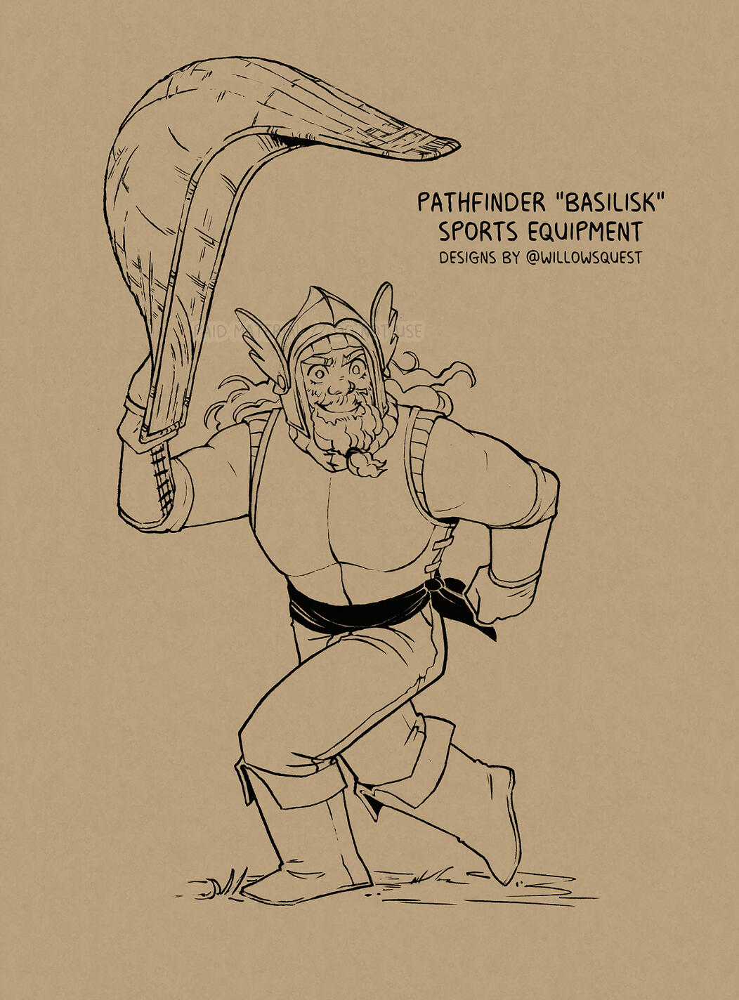 ttrpg pathfinder dwarf playing sports basilisk illustration @willowsquest willowsquest a.g.willow