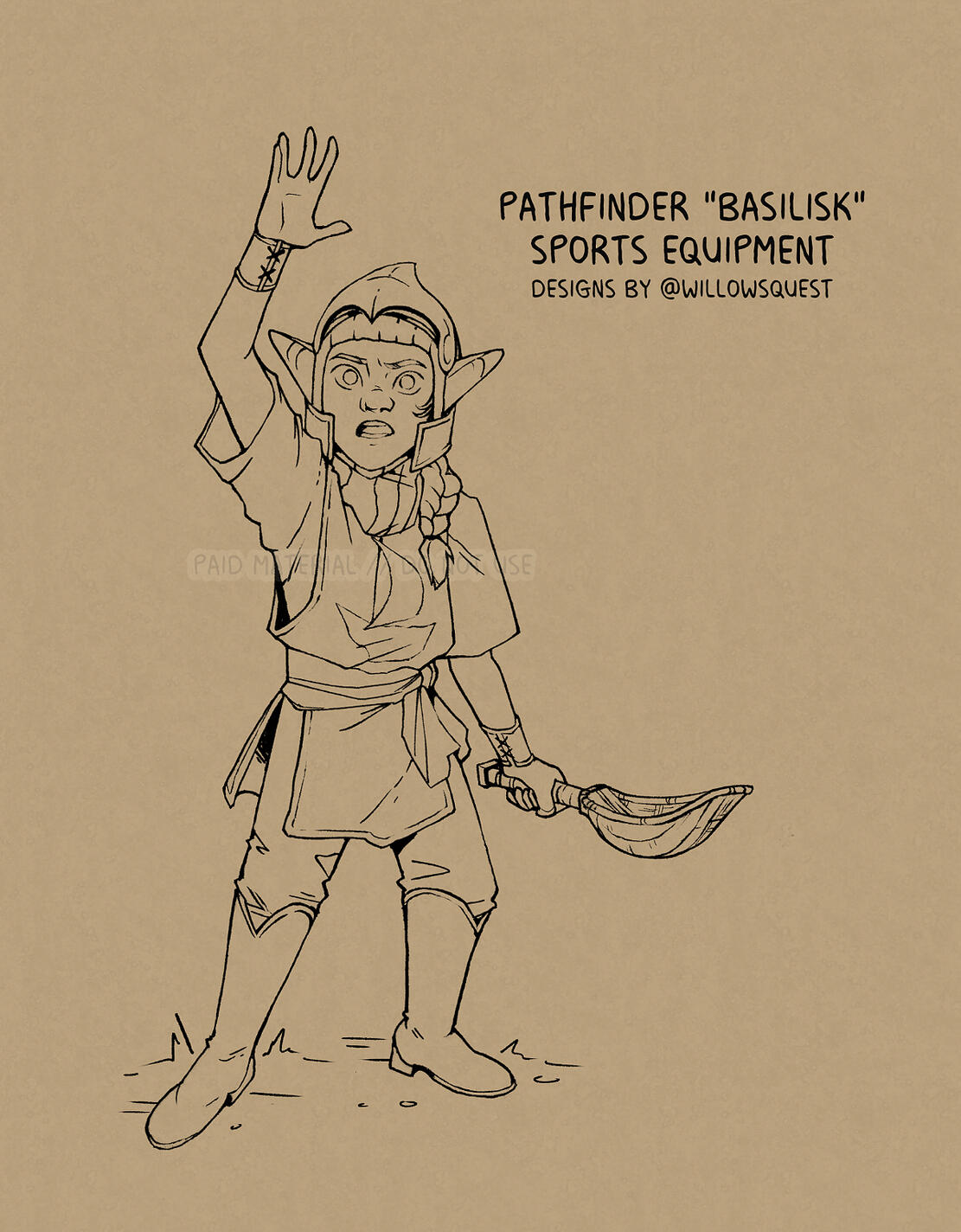 pathfinder ttrpg halfling playing sports basilisk illustration willowsquest @willowsquest a.g.willow